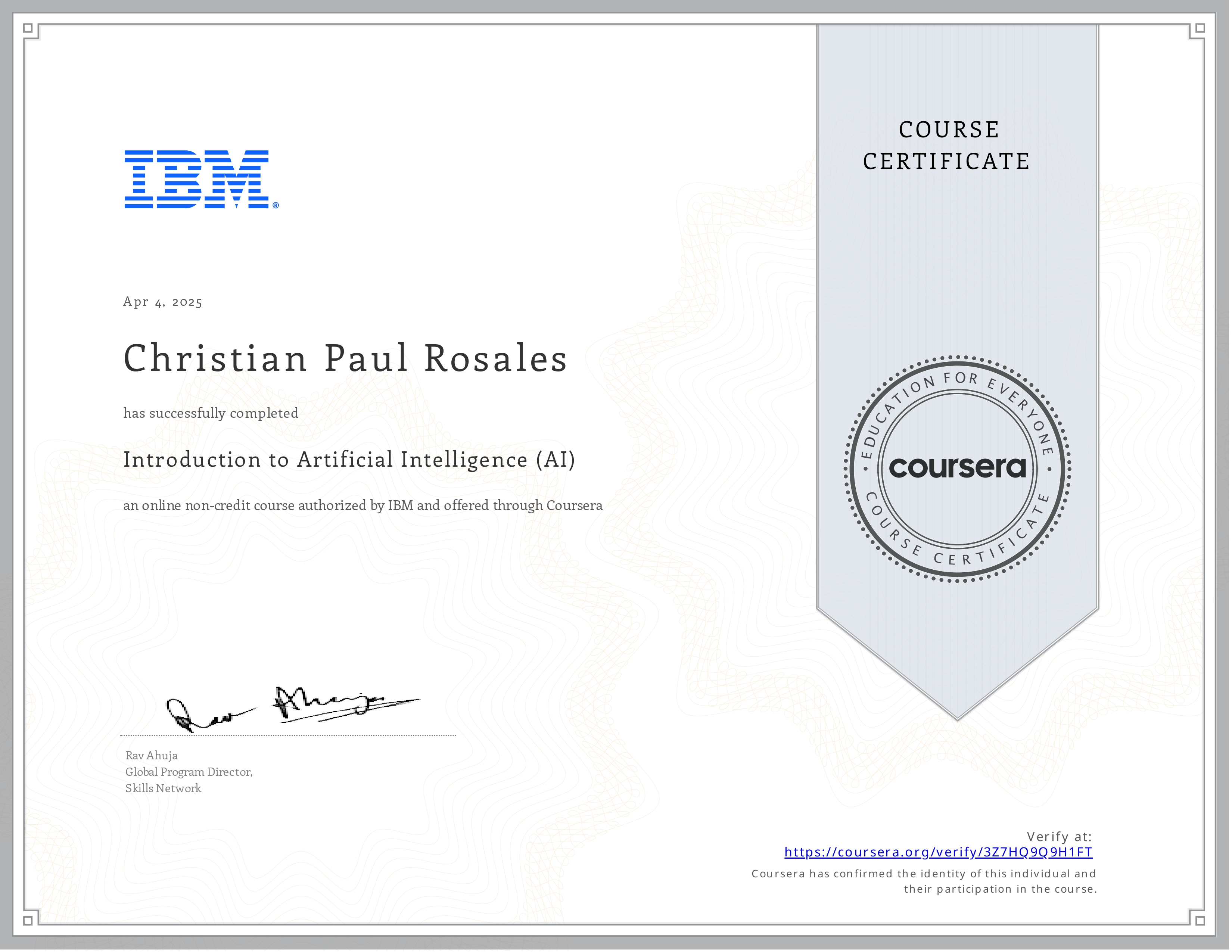 Introduction to Artificial Intelligence (AI) Certificate