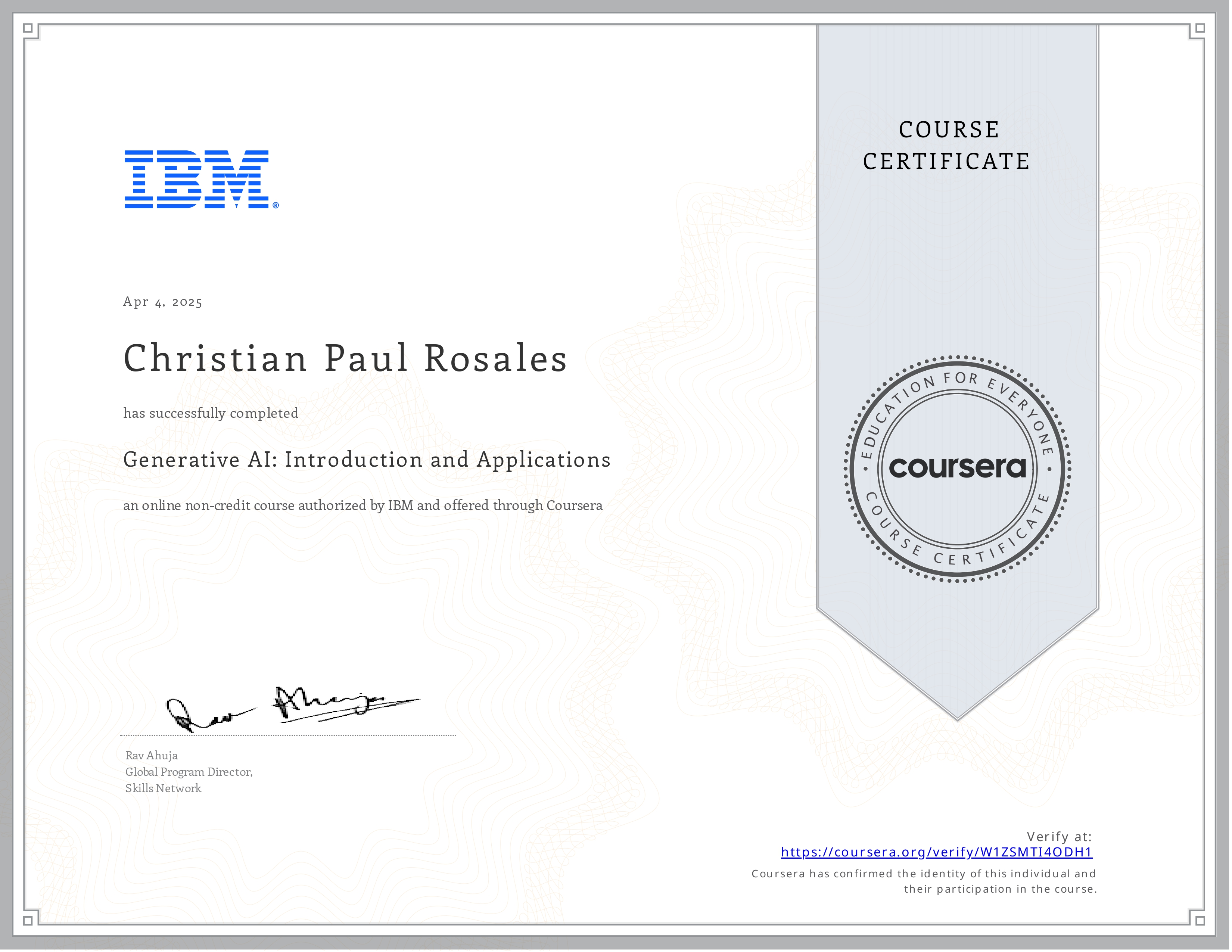 Generative AI: Introduction and Applications Certificate