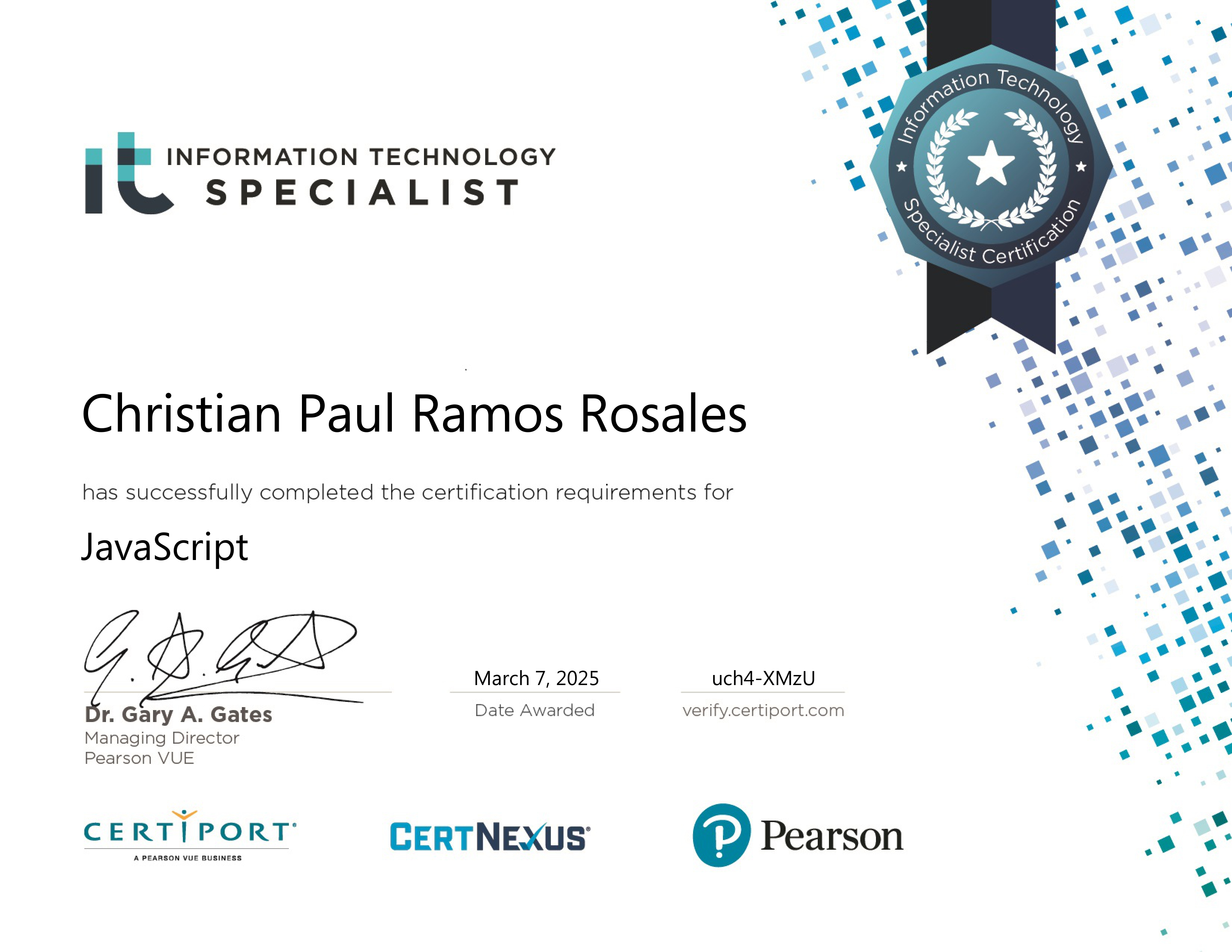 IT Specialist - JavaScript Certificate